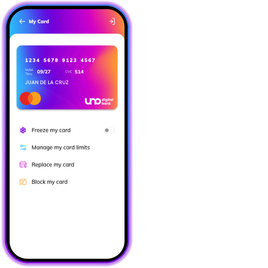 uno digital bank cellphone app light mode mycard icon blurb 1