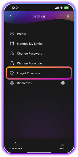 uno digital bank settings menu dark mode 1