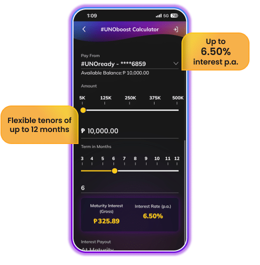 uno digital bank cellphone app calculator unoboost