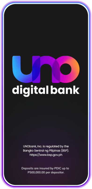 uno digital bank cellphone app home screen dark mode